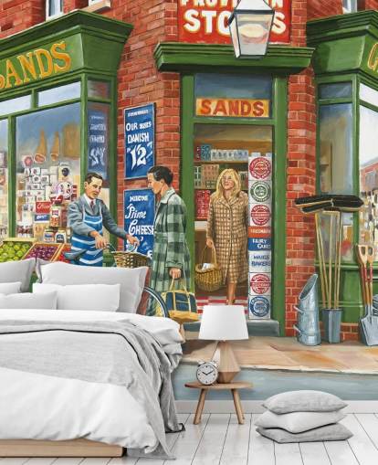 utanför en gammaldags hörnbutik tapet