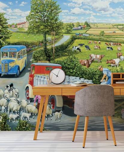 mural de papel pintado agrícola llamado The Journey de Trevor Mitchell para residencias de ancianos, oficinas domésticas y negocios mural de papel pintado agrícola llamado The Journey de Trevor Mitchell para residencias de ancianos, oficinas domésticas y negocios