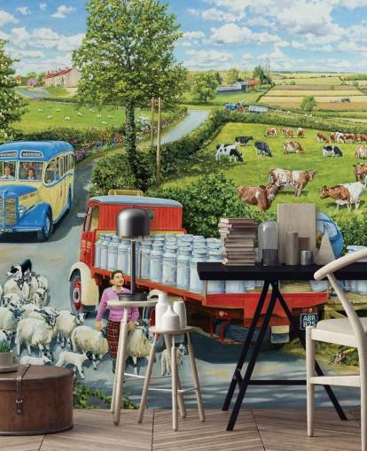 Landwirtschaftliche Wandtapete mit dem Titel The Journey von Trevor Mitchell für Pflegeheime, Heimbüros und Unternehmen