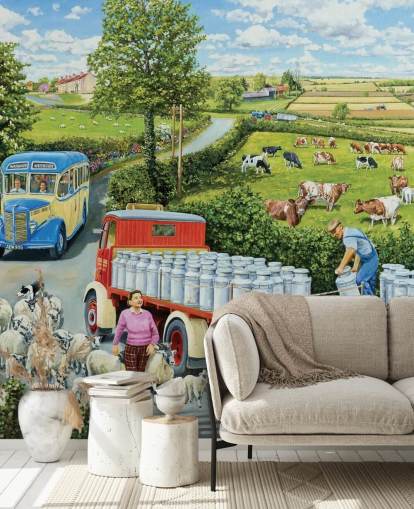 farming wallpaper mural called The Journey by Trevor Mitchell for care homes, home offices and businesses farming wallpaper mural called The Journey by Trevor Mitchell for care homes, home offices and businesses