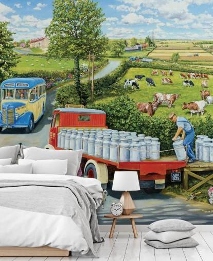 farming wallpaper mural called The Journey by Trevor Mitchell for care homes, home offices and businesses farming wallpaper mural called The Journey by Trevor Mitchell for care homes, home offices and businesses