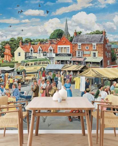 old fashioned market town wallpaper