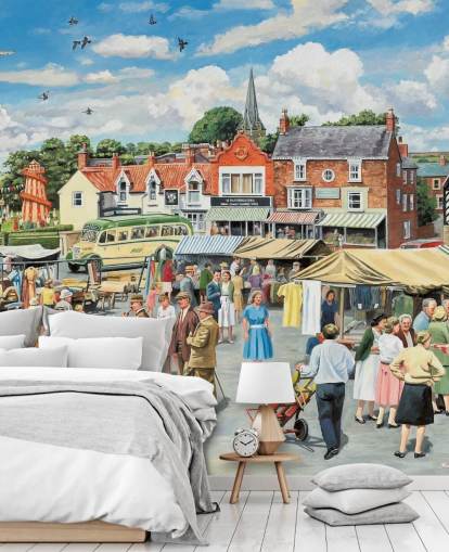 old fashioned market town wallpaper
