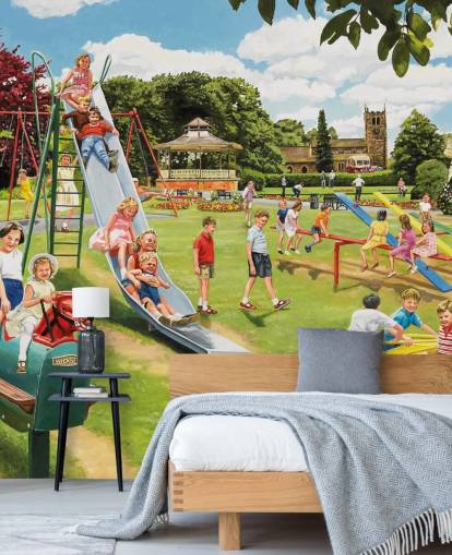 alte Ansicht eines Kinderparks Tapete