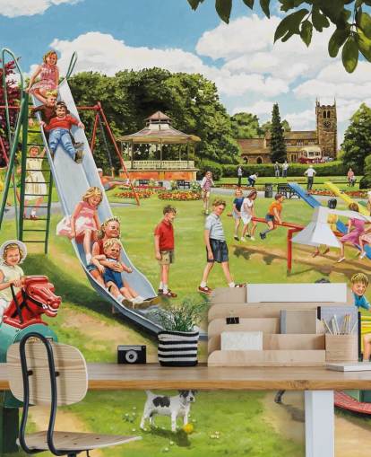 oud uitzicht op een kinderparkbehang oud uitzicht op een kinderparkbehang