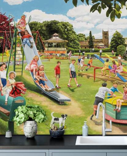 alte Ansicht eines Kinderparks Tapete alte Ansicht eines Kinderparks Tapete