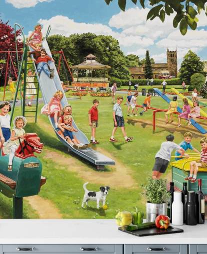 oud uitzicht op een kinderparkbehang oud uitzicht op een kinderparkbehang