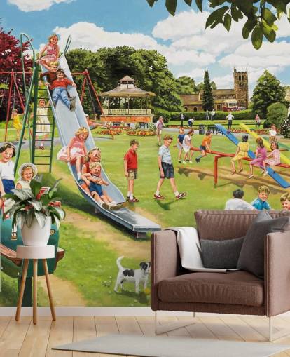 oud uitzicht op een kinderparkbehang