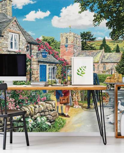 papier peint mural coloré et personnalisable de l'époque révolue appelé The Police House par Trevor Mitchell pour les maisons de retraite