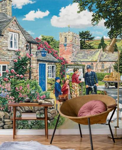 papier peint mural coloré et personnalisable de l'époque révolue appelé The Police House par Trevor Mitchell pour les maisons de retraite papier peint mural coloré et personnalisable de l'époque révolue appelé The Police House par Trevor Mitchell pour les maisons de retraite