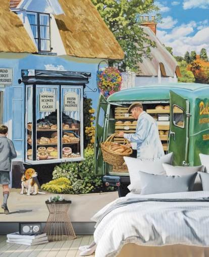 papier peint village boulanger livraison de pain