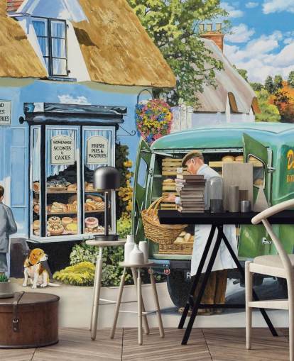 village baker delivering bread wallpaper