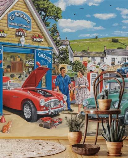 Papier peint de garage des années 1950