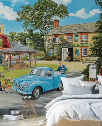 café ouvert village dans le passé fond d'écran