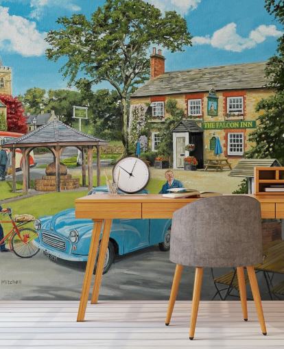 village open cafe in the past wallpaper