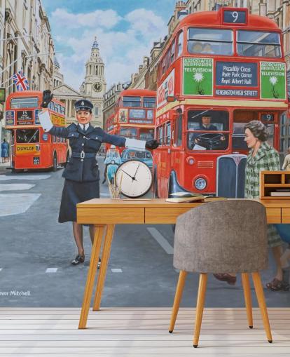 Old London mit WPC Regie Menschen und Verkehr Tapete