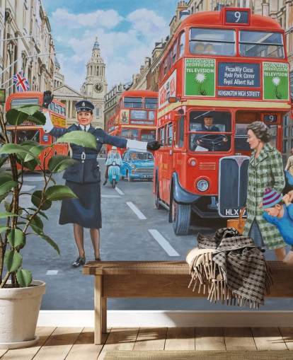 gamle london med WPC dirigere folk og trafik tapet gamle london med WPC dirigere folk og trafik tapet