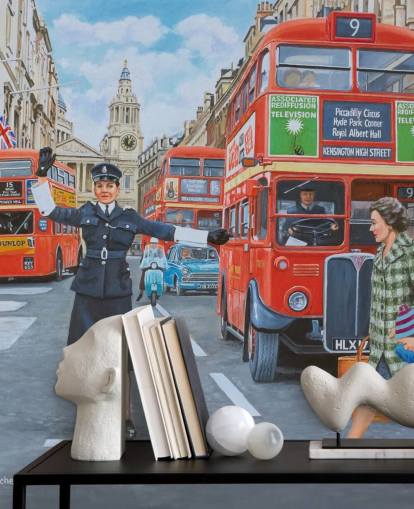 old london with WPC directing people and traffic wallpaper