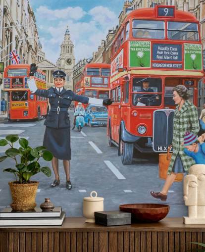 Old London mit WPC Regie Menschen und Verkehr Tapete