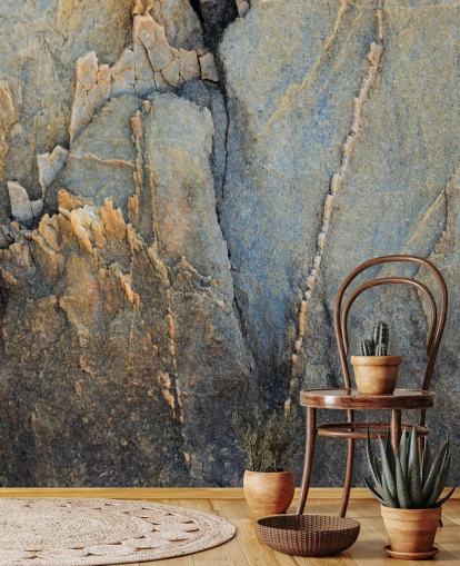 custom gray rock mural called Ancient Crossing by Petra Meikle de Vlas