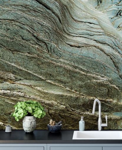 custom rock effect mural called Bedrock Echo by Petra Meikle de Vlas