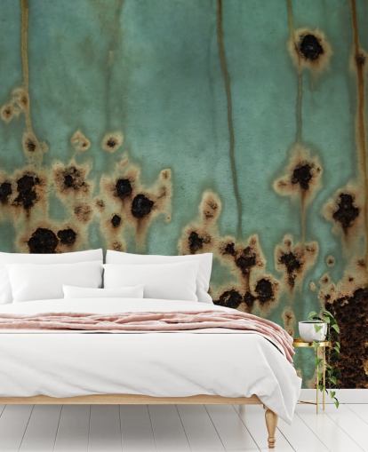 tilpasselig metaleffekt vægmaleri kaldet Descent II af Petra Meikle de Vlas