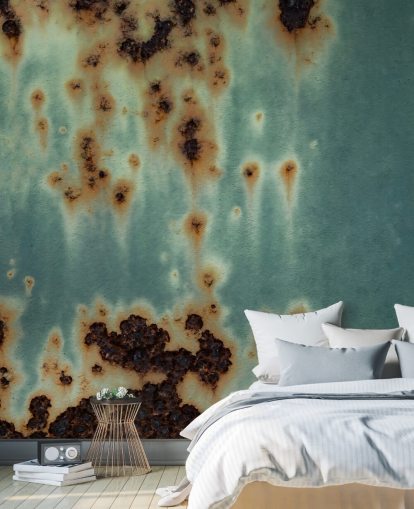blue and brown rust mural called Descent by Petra Meikle de Vlas