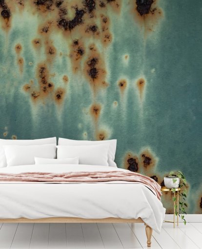 blue and brown rust mural called Descent by Petra Meikle de Vlas