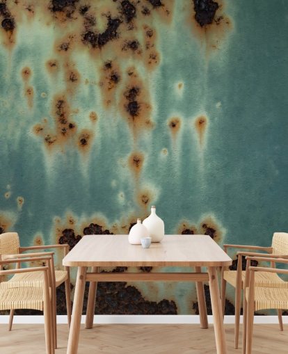 blue and brown rust mural called Descent by Petra Meikle de Vlas
