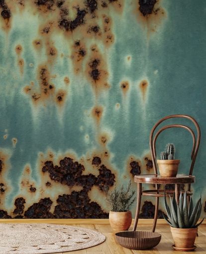 blue and brown rust mural called Descent by Petra Meikle de Vlas
