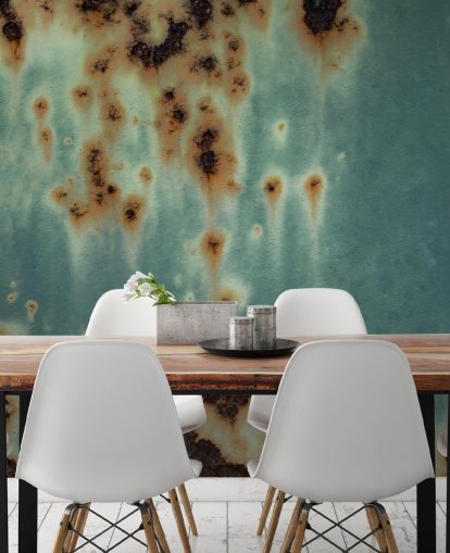 blue and brown rust mural called Descent by Petra Meikle de Vlas