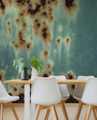 blue and brown rust mural called Descent by Petra Meikle de Vlas blue and brown rust mural called Descent by Petra Meikle de Vlas