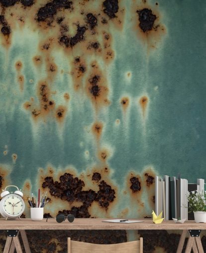 blue and brown rust mural called Descent by Petra Meikle de Vlas