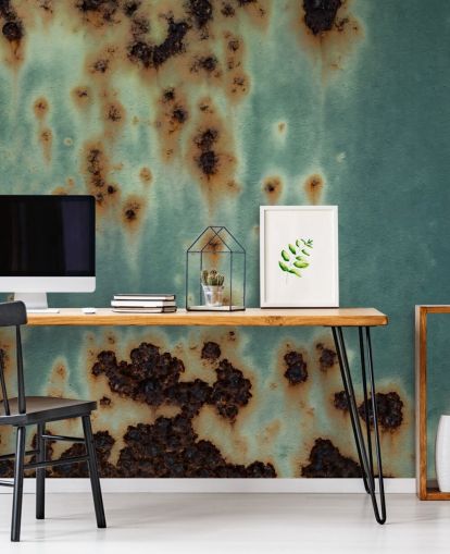 blue and brown rust mural called Descent by Petra Meikle de Vlas blue and brown rust mural called Descent by Petra Meikle de Vlas