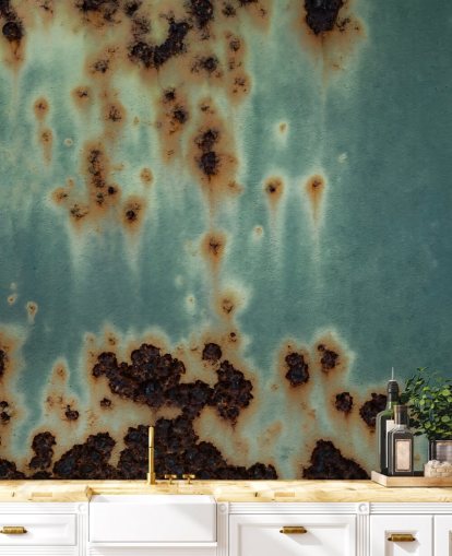 blaues und braunes Rostwandbild namens Descent von Petra Meikle de Vlas blaues und braunes Rostwandbild namens Descent von Petra Meikle de Vlas