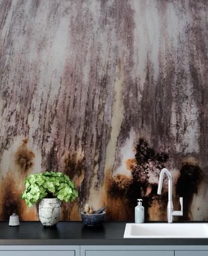 grey custom mural called Falling Surface by Petra Meikle de Vlas