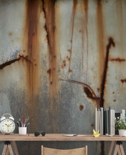 mural com efeito de metal cinza e marrom chamado Iron Release de Petra Meikle de Vlas