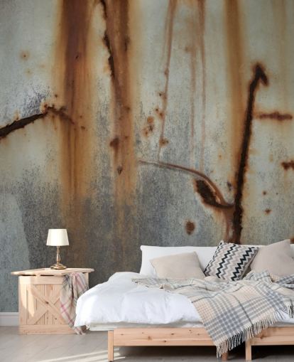 Graues und braunes Wandbild mit Metalleffekt namens Iron Release von Petra Meikle de Vlas