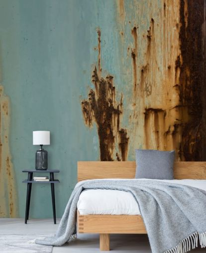 mural de efeito metálico personalizado em azul e marrom chamado Mineral Drift II de Petra Meikle de Vlas