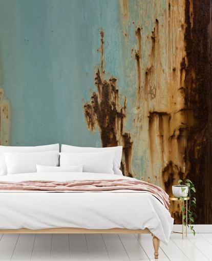 blue and brown custom metal effect mural called Mineral Drift II by Petra Meikle de Vlas