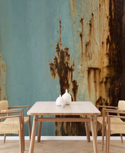 blue and brown custom metal effect mural called Mineral Drift II by Petra Meikle de Vlas