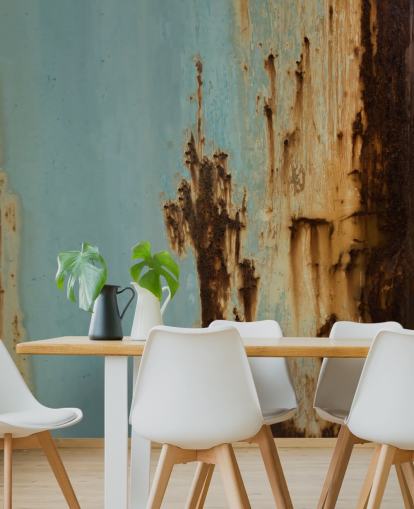 murale personalizzato blu e marrone con effetto metallo chiamato Mineral Drift II di Petra Meikle de Vlas