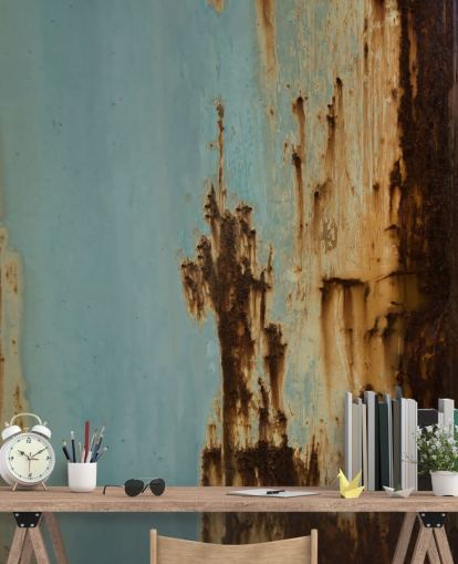 mural personalizado con efecto metálico azul y marrón llamado Mineral Drift II de Petra Meikle de Vlas