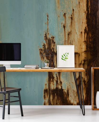 blue and brown custom metal effect mural called Mineral Drift II by Petra Meikle de Vlas blue and brown custom metal effect mural called Mineral Drift II by Petra Meikle de Vlas