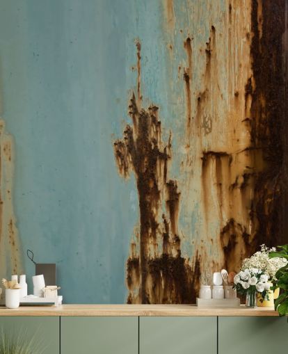 blue and brown custom metal effect mural called Mineral Drift II by Petra Meikle de Vlas blue and brown custom metal effect mural called Mineral Drift II by Petra Meikle de Vlas