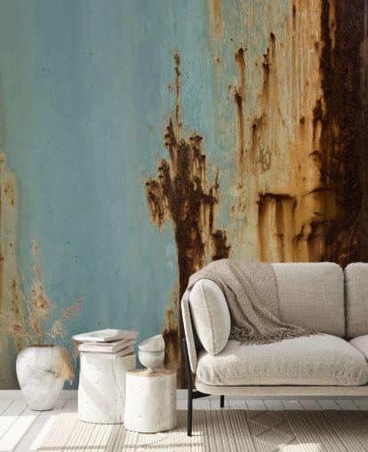 blue and brown custom metal effect mural called Mineral Drift II by Petra Meikle de Vlas