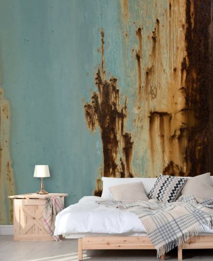 mural personalizado con efecto metálico azul y marrón llamado Mineral Drift II de Petra Meikle de Vlas