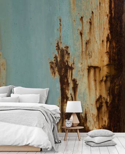 blue and brown custom metal effect mural called Mineral Drift II by Petra Meikle de Vlas