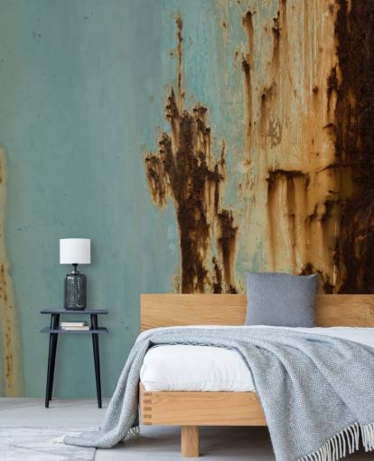 mural de metal corroído personalizado azul e marrom chamado Mineral Drift III de Petra Meikle de Vlas