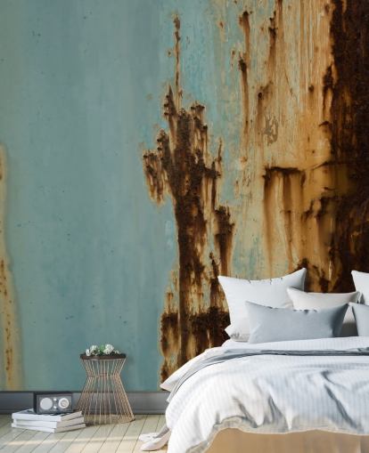 blue and brown custom corroded metal mural called Mineral Drift III by Petra Meikle de Vlas blue and brown custom corroded metal mural called Mineral Drift III by Petra Meikle de Vlas